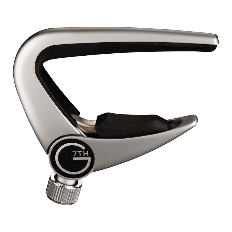 G7th Newport Guitar Capo, Steel String Silver 53mm -Low Profile, Easy to Use Flip Lever Guitar Capo with Fine-Tune Adjustment Knob, Safe Silicone Pads -Perfect for 6 String Acoustic & Electric Guitars - Image 1